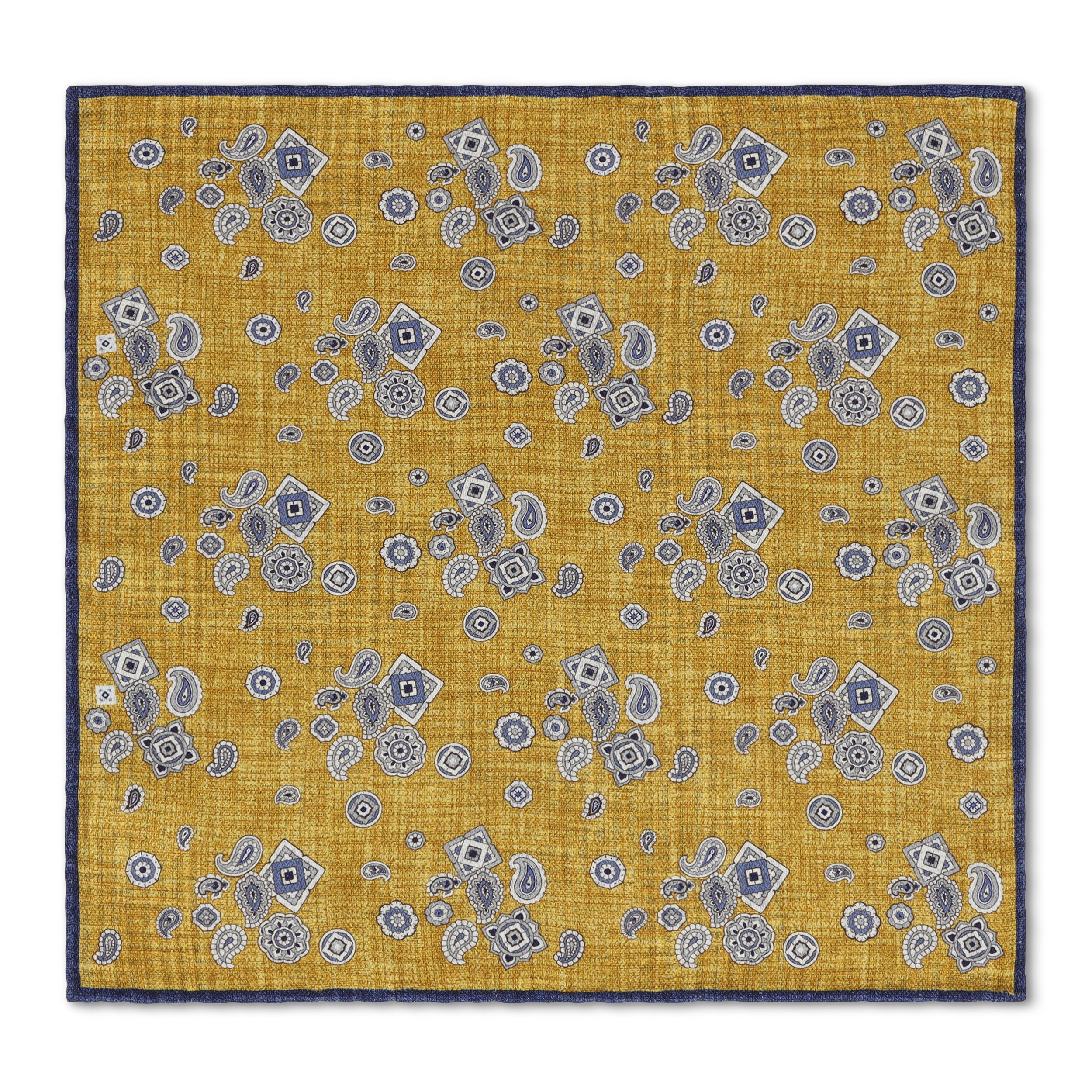 Double Sided Yellow Paisley and Blue Plaid