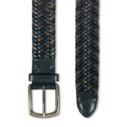 Load image into Gallery viewer, Black and Blue Braided Leather Belt
